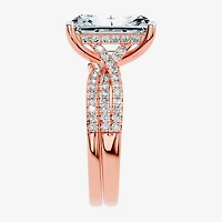 F-G/ Vs2-Si1) Womens 2 1/2 CT. T.W. Lab Grown White Diamond 10K Gold Rectangular Side Stone Bridal Set