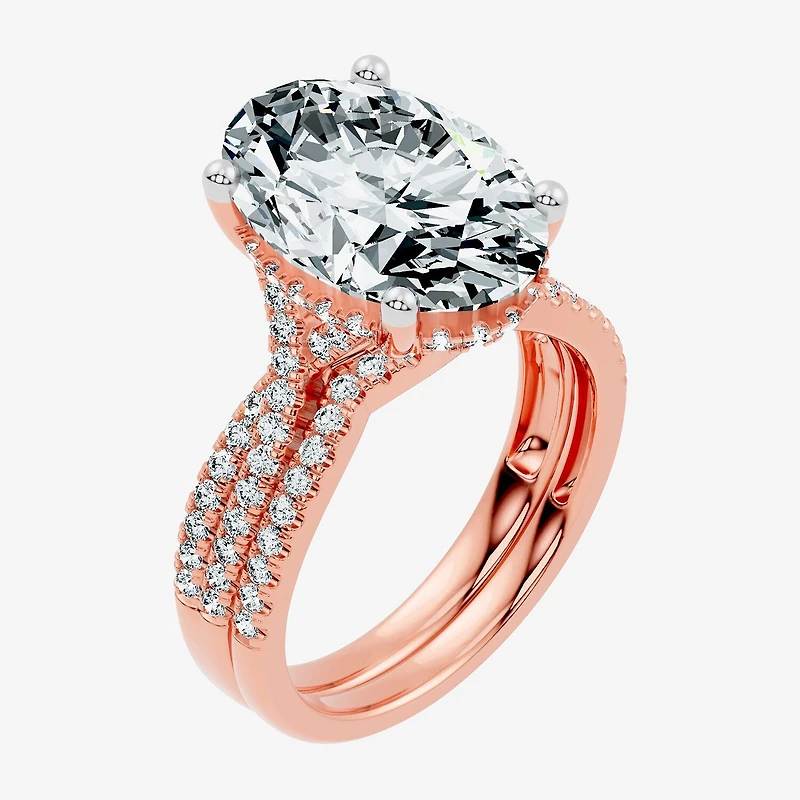 (F-G/ Vs2-Si1) Womens 5 1/2 CT. T.W. Lab Grown White Diamond 10K Gold Round Side Stone Bridal Set