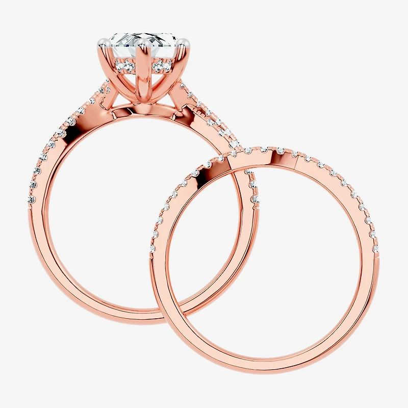 (F-G/ Vs2-Si1) Womens 3 1/2 CT. T.W Lab Grown White Diamond 10K Gold Marquise Side Stone Bridal Set