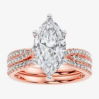 (F-G/ Vs2-Si1) Womens 3 1/2 CT. T.W Lab Grown White Diamond 10K Gold Marquise Side Stone Bridal Set