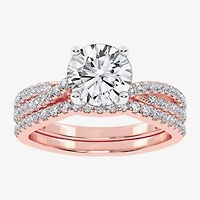(F-G/ Vs2-Si1) Womens 3 1/2 CT. T.W Lab Grown White Diamond 10K Gold Oval Side Stone Bridal Set