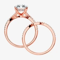 (F-G/ Vs2-Si1) Womens 3 1/2 CT. T.W Lab Grown White Diamond 10K Gold Rectangular Side Stone Bridal Set