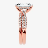 (F-G/ Vs2-Si1) Womens 3 1/2 CT. T.W Lab Grown White Diamond 10K Gold Rectangular Side Stone Bridal Set