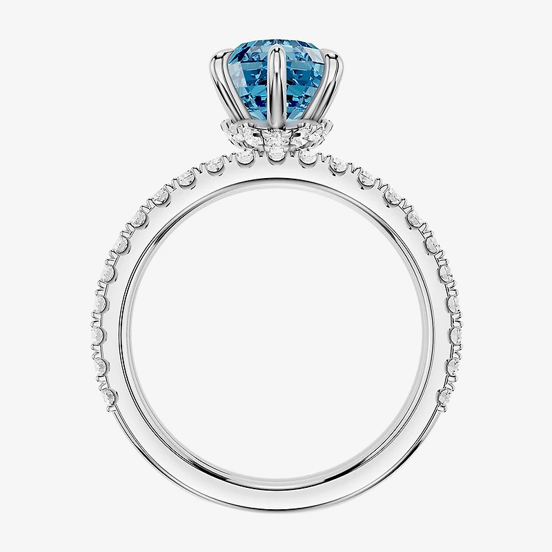 (Vs2 / F) Womens 7/8 CT. T.W. Lab Grown Blue Topaz 14K Gold Oval Side Stone Bridal Set