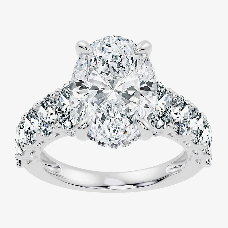 Signature By Modern Bride (F- / Vs2-Si1) Womens 1/ CT. T.W. Lab Grown White Diamond 14K Gold Oval Side Stone Engagement Ring