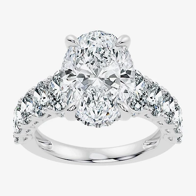 Signature By Modern Bride (F- / Vs2-Si1) Womens / CT. T.W. Lab Grown White Diamond 14K Gold Oval Side Stone Engagement Ring
