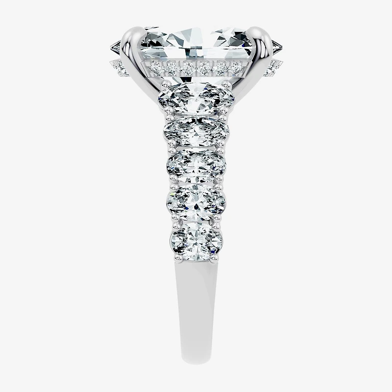 Signature By Modern Bride (F- / Vs2-Si1) Womens 1/ CT. T.W. Lab Grown White Diamond 14K Gold Oval Side Stone Engagement Ring