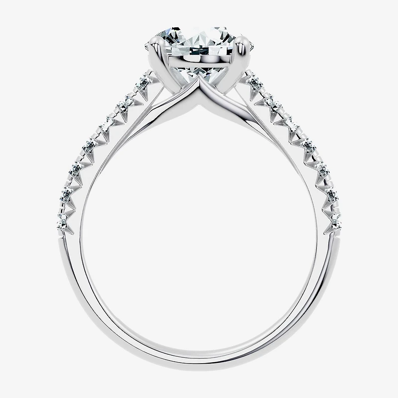 (G / Vs2-Si1) Womens 2 1/3 CT. T.W. Lab Grown White Diamond Sterling Silver Round Side Stone Engagement Ring
