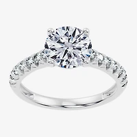 (G / Vs2-Si1) Womens 2 1/3 CT. T.W. Lab Grown White Diamond Sterling Silver Round Side Stone Engagement Ring