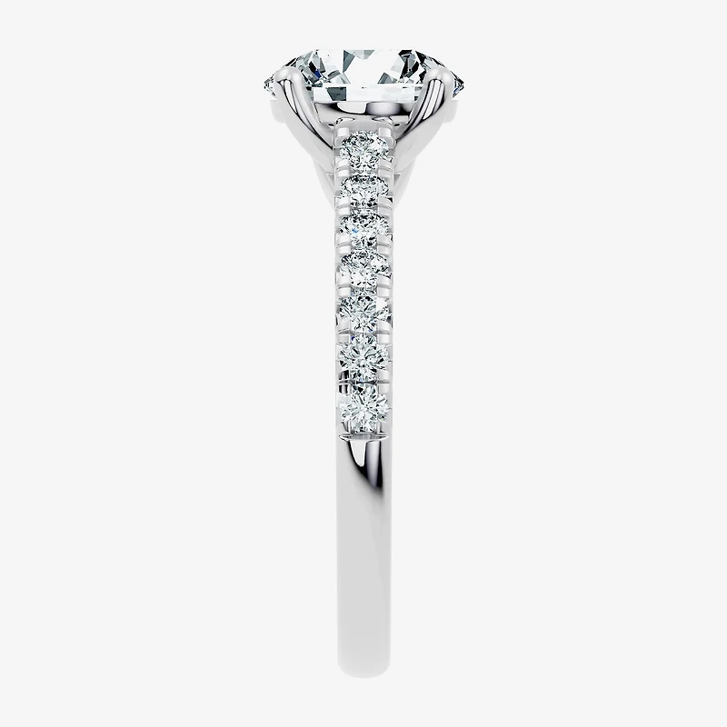 (G / Vs2-Si1) Womens 2 1/3 CT. T.W. Lab Grown White Diamond Sterling Silver Round Side Stone Engagement Ring