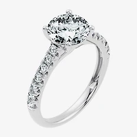 (G / Vs2-Si1) Womens 2 1/3 CT. T.W. Lab Grown White Diamond Sterling Silver Round Side Stone Engagement Ring