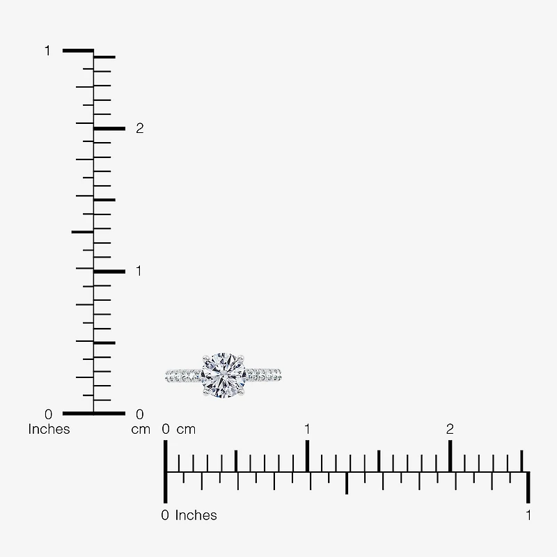 (G / Vs2-Si1) Womens 2 1/3 CT. T.W. Lab Grown White Diamond Sterling Silver Round Side Stone Engagement Ring