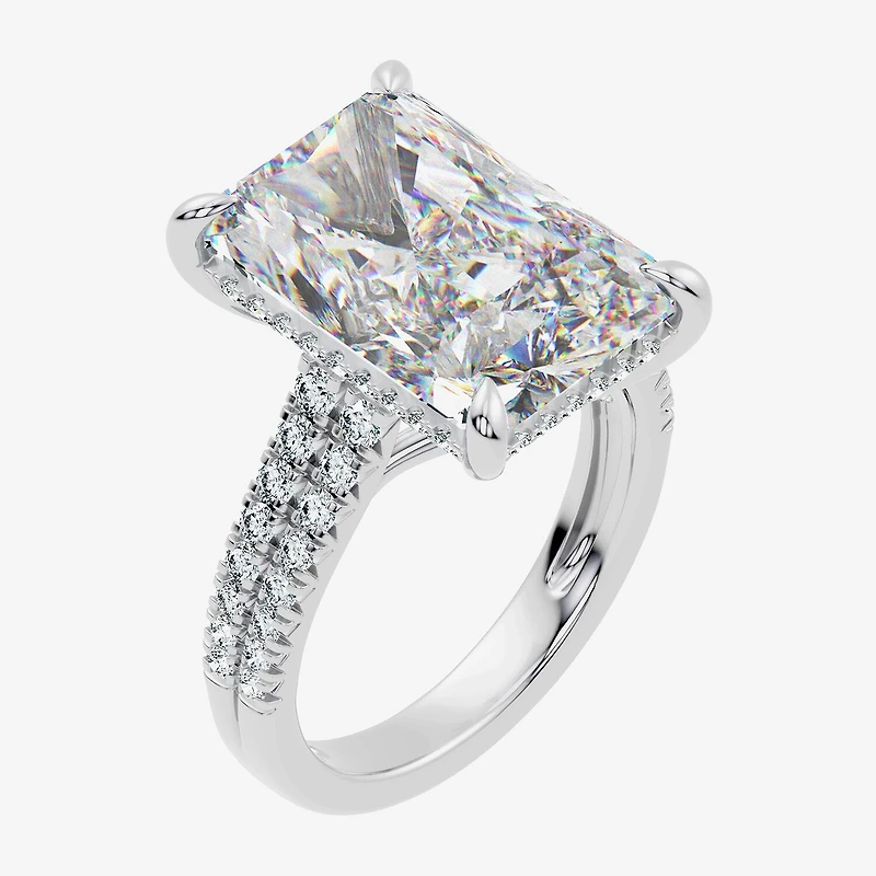 Signature By Modern Bride (G / Vs2-Si1) Womens 10 1/2 Ct. T.W. Lab Grown White Diamond 14K Gold Rectangular Side Stone Engagement Ring