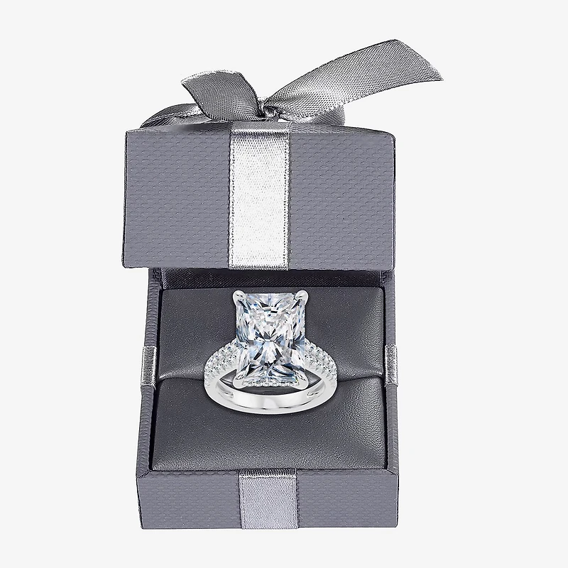 Signature By Modern Bride (G / Vs2-Si1) Womens 10 1/2 Ct. T.W. Lab Grown White Diamond 14K Gold Rectangular Side Stone Engagement Ring