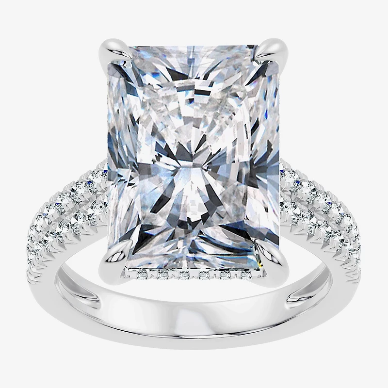 Signature By Modern Bride (G / Vs2-Si1) Womens 10 1/2 Ct. T.W. Lab Grown White Diamond 14K Gold Rectangular Side Stone Engagement Ring