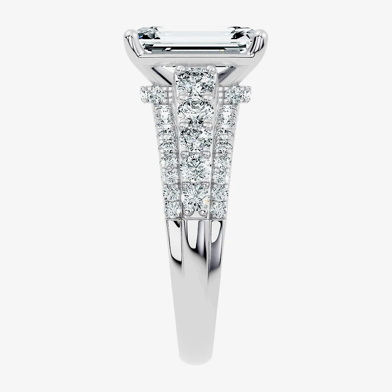 Signature By Modern Bride (G / Vs2-Si1) Womens 5 CT. T.W. Lab Grown White Diamond 10K Gold Side Stone Engagement Ring