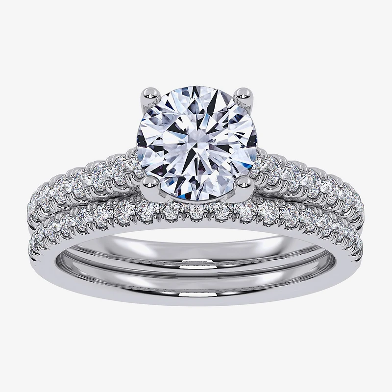 Signature By Modern Bride (F / Vs2-Si1) Womens 3 1/2 CT. T.W Lab Grown White Diamond Sterling Silver Oval Side Stone Bridal Set