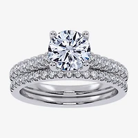 Signature By Modern Bride (F / Vs2-Si1) Womens 3 1/2 CT. T.W Lab Grown White Diamond Sterling Silver Oval Side Stone Bridal Set