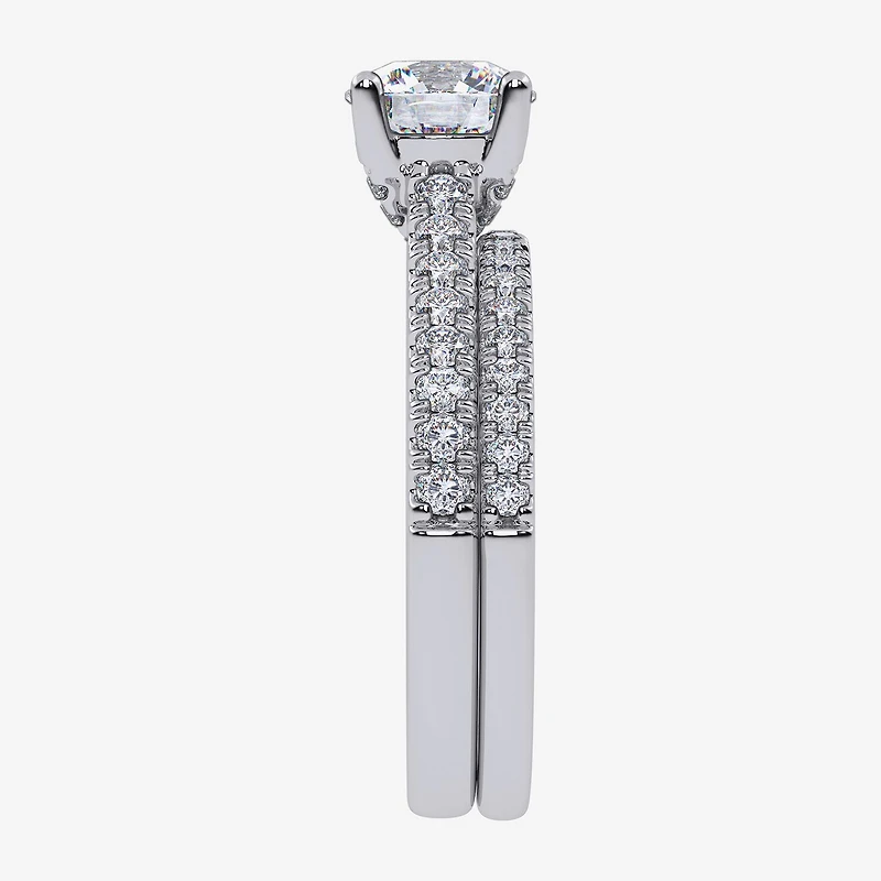 Signature By Modern Bride (F / Vs2-Si1) Womens 3 1/2 CT. T.W Lab Grown White Diamond Sterling Silver Oval Side Stone Bridal Set