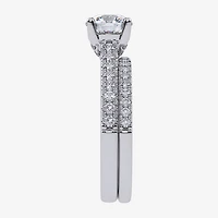 Signature By Modern Bride (F / Vs2-Si1) Womens 3 1/2 CT. T.W Lab Grown White Diamond Sterling Silver Oval Side Stone Bridal Set