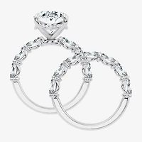 Signature By Modern Bride (F / Vs2-Si1) Womens 8 1/4 Ct. T.W. Lab Grown White Diamond 14K Gold Oval Side Stone Halo Bridal Set