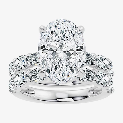 Signature By Modern Bride (F / Vs2-Si1) Womens 8 1/4 Ct. T.W. Lab Grown White Diamond 14K Gold Oval Side Stone Halo Bridal Set