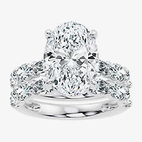 Signature By Modern Bride (F / Vs2-Si1) Womens 8 1/4 Ct. T.W. Lab Grown White Diamond 14K Gold Oval Side Stone Halo Bridal Set