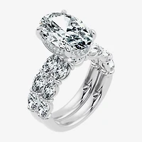 Signature By Modern Bride (F / Vs2-Si1) Womens 8 1/4 Ct. T.W. Lab Grown White Diamond 14K Gold Oval Side Stone Halo Bridal Set