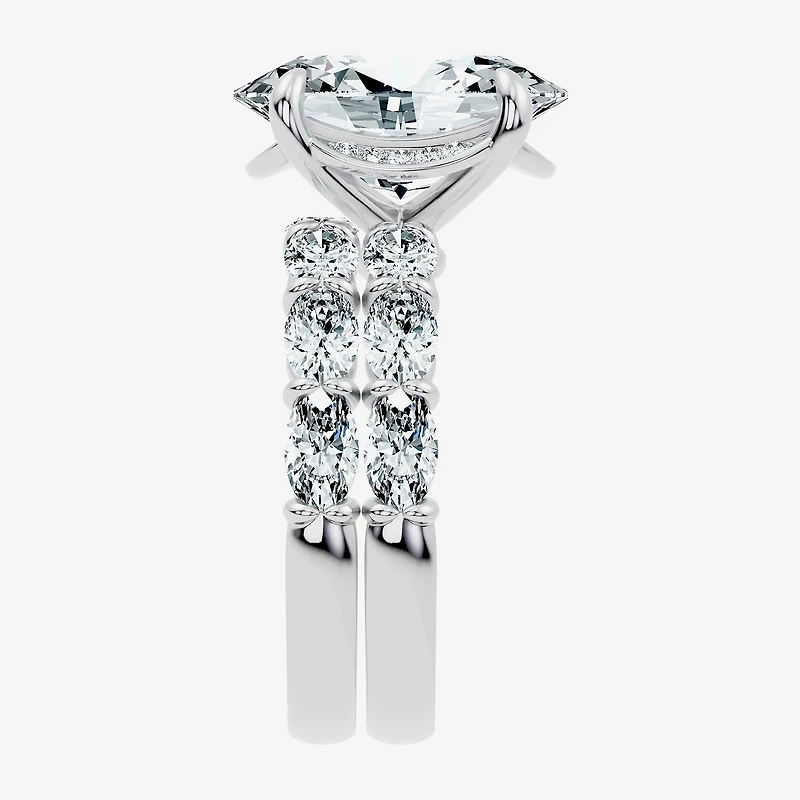 Signature By Modern Bride (F / Vs2-Si1) Womens 8 1/4 Ct. T.W. Lab Grown White Diamond 14K Gold Oval Side Stone Halo Bridal Set