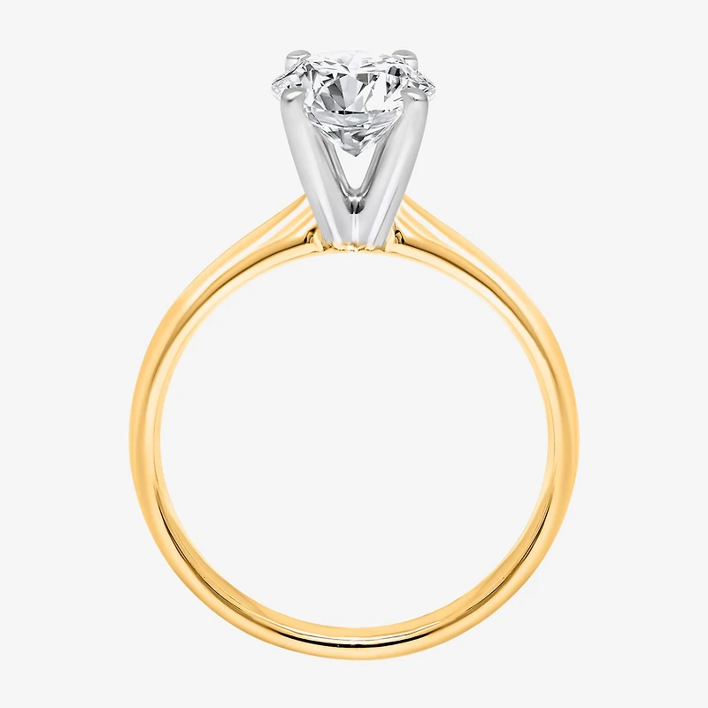 (I / I1) Womens 1 1/2 CT. Lab Grown White Diamond 14K Gold Over Silver Round Solitaire Engagement Ring