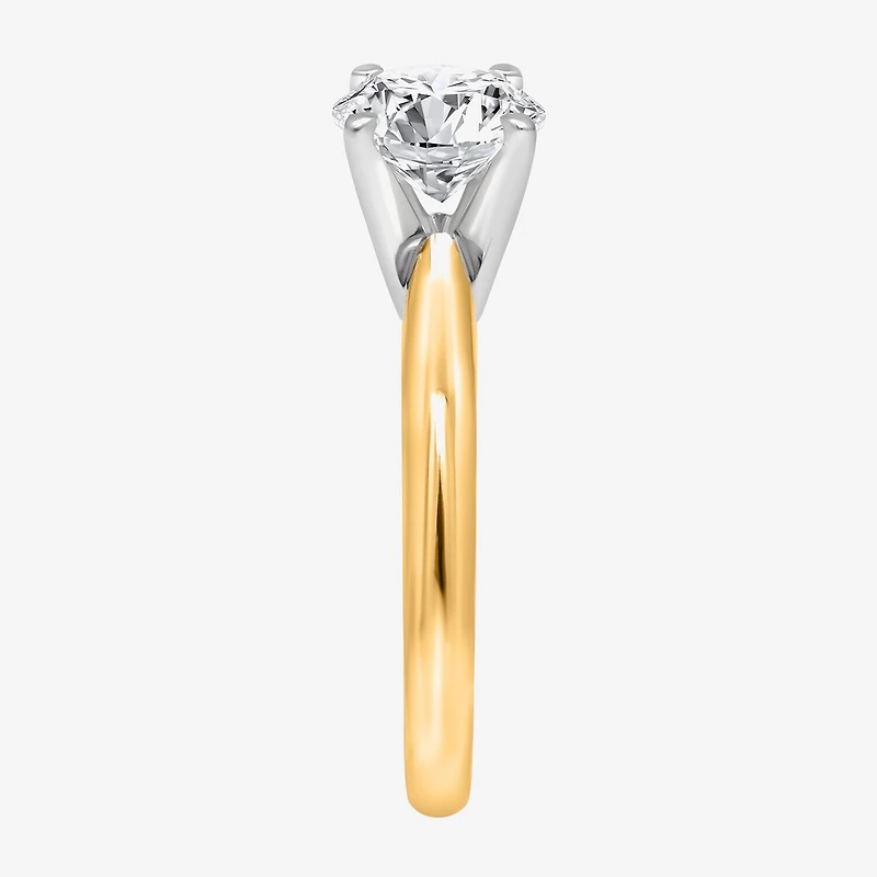 (I / I1) Womens 1 1/2 CT. Lab Grown White Diamond 14K Gold Over Silver Round Solitaire Engagement Ring