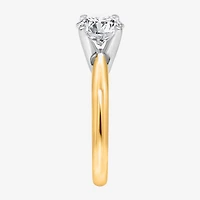 (I / I1) Womens 1 1/2 CT. Lab Grown White Diamond 14K Gold Over Silver Round Solitaire Engagement Ring