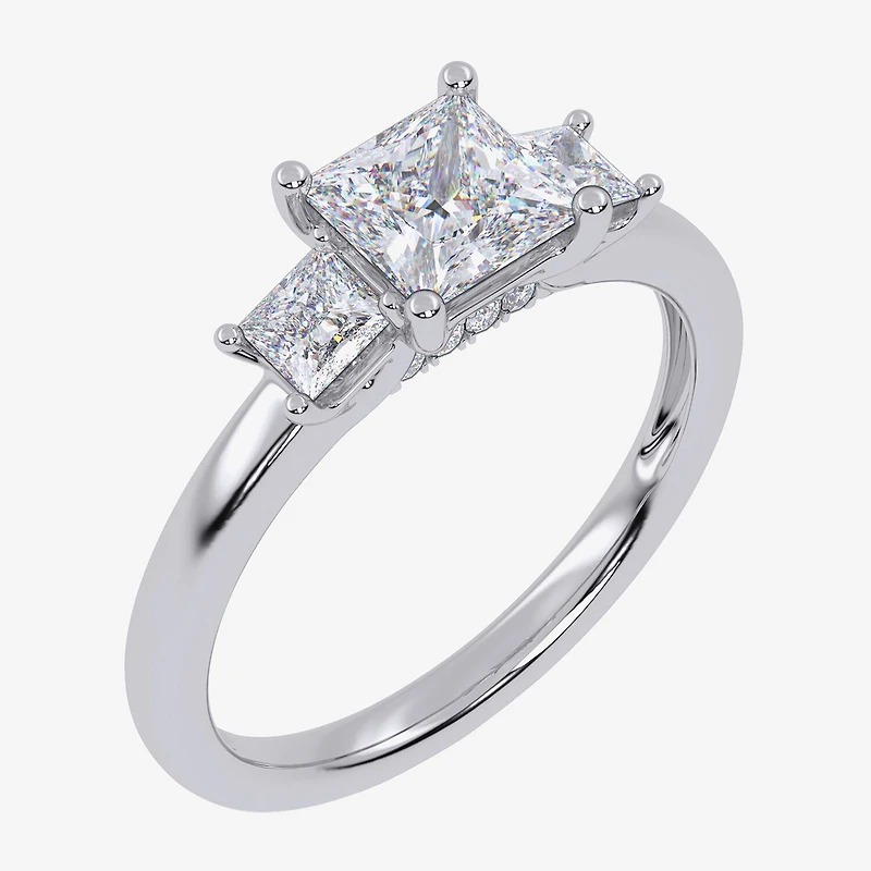 Love Lives Forever (G / Vs2-Si1) Womens 1 1/2 CT. T.W. Lab Grown White Diamond 10K Gold Side Stone 3-Stone Engagement Ring