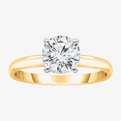 (I / I1) Womens 1 1/2 CT. Lab Grown White Diamond 14K Gold Over Silver Round Solitaire Engagement Ring