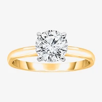(I / I1) Womens 1 1/2 CT. Lab Grown White Diamond 14K Gold Over Silver Round Solitaire Engagement Ring