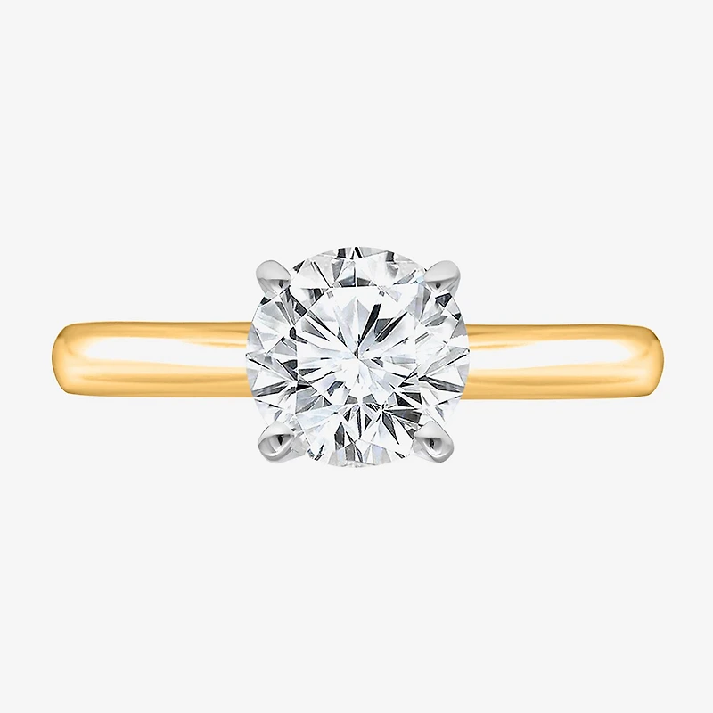 (I / I1) Womens 1 1/2 CT. Lab Grown White Diamond 14K Gold Over Silver Round Solitaire Engagement Ring