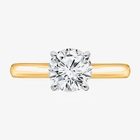 (I / I1) Womens 1 1/2 CT. Lab Grown White Diamond 14K Gold Over Silver Round Solitaire Engagement Ring