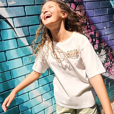 Roxy Big Kid Girls Crew Neck Short Sleeve Oversized Graphic T-Shirt