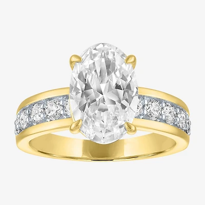 Bridal Addiction (E-F / Vs1-Vs2) Womens 3 1/2 CT. T.W Lab Grown White Diamond 10K Gold Oval Side Stone Engagement Ring