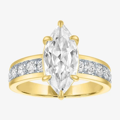 Bridal Addiction (E-F / Vs1-Vs2) Womens 3 1/2 CT. T.W Lab Grown White Diamond 10K Gold Marquise Side Stone Engagement Ring