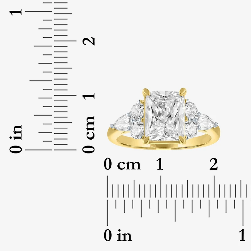 Bridal Addiction (E-F / Vs1-Vs2) Womens 4 CT. T.W. Lab Grown White Diamond 14K Gold Rectangular Side Stone -Stone Engagement Ring