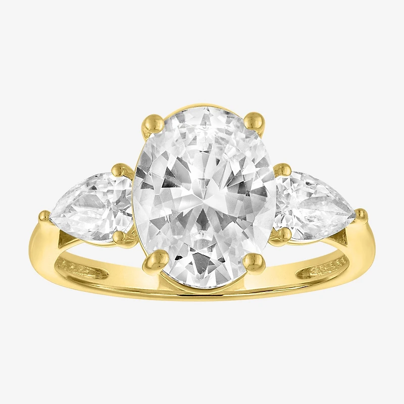 Bridal Addiction (E-F / Vs1-Vs2) Womens 4 CT. T.W. Lab Grown White Diamond 14K Gold Oval Side Stone 3-Stone Engagement Ring