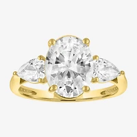 Bridal Addiction (E-F / Vs1-Vs2) Womens 4 CT. T.W. Lab Grown White Diamond 14K Gold Oval Side Stone 3-Stone Engagement Ring