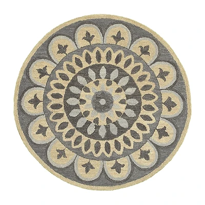 LR Home Daisy Medallion Hand Tufted Indoor Round Area Rug