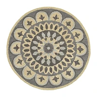 LR Home Daisy Medallion Hand Tufted Indoor Round Area Rug