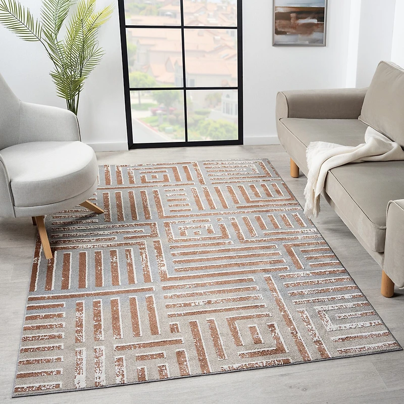LR Home Riley Geometric Washable Indoor Rectangular Accent Rug