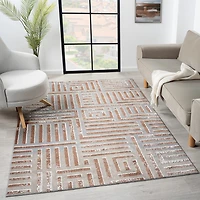 LR Home Riley Geometric Washable Indoor Rectangular Accent Rug