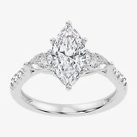 Signature By Modern Bride (F-G / Vs2-Si1) Womens 2 1/2 CT. T.W. Lab Grown White Diamond 10K Gold Marquise Side Stone 3-Stone Engagement Ring