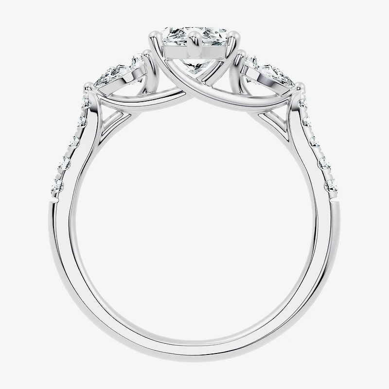 Signature By Modern Bride (F-G / Vs2-Si1) Womens 2 1/2 CT. T.W. Lab Grown White Diamond 10K Gold Marquise Side Stone 3-Stone Engagement Ring