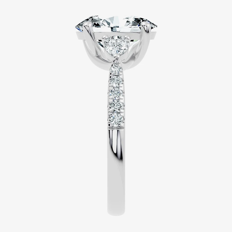 Signature By Modern Bride (F-G / Vs2-Si1) Womens 2 1/2 CT. T.W. Lab Grown White Diamond 10K Gold Oval Side Stone 3-Stone Engagement Ring